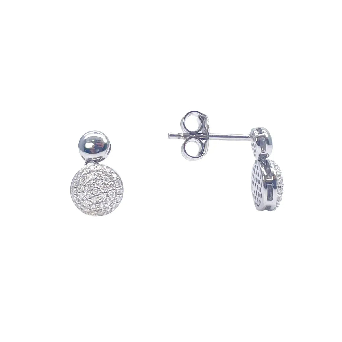 18ct White Gold Diamond Round Necklace Stud Earrings Matching Set 0.58ct 