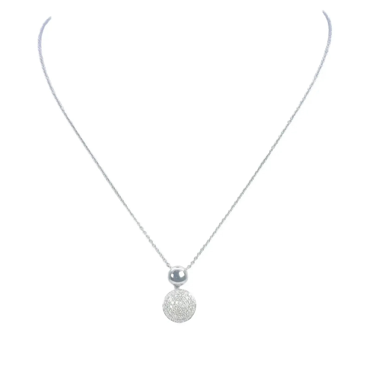 18ct White Gold Diamond Round Necklace Stud Earrings Matching Set 0.58ct 