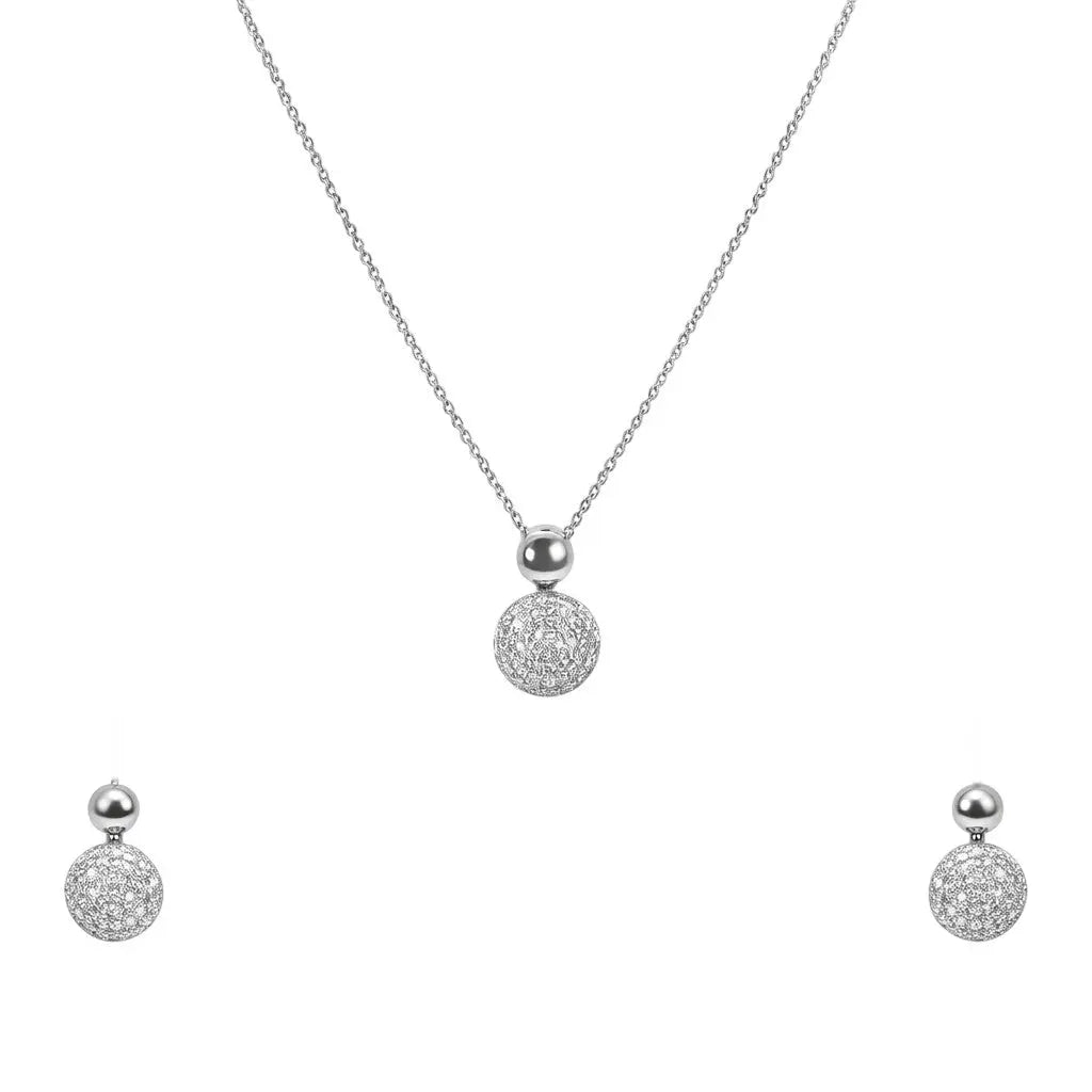 18ct White Gold Diamond Round Necklace Stud Earrings Matching Set 0.58ct  Diamond Necklace