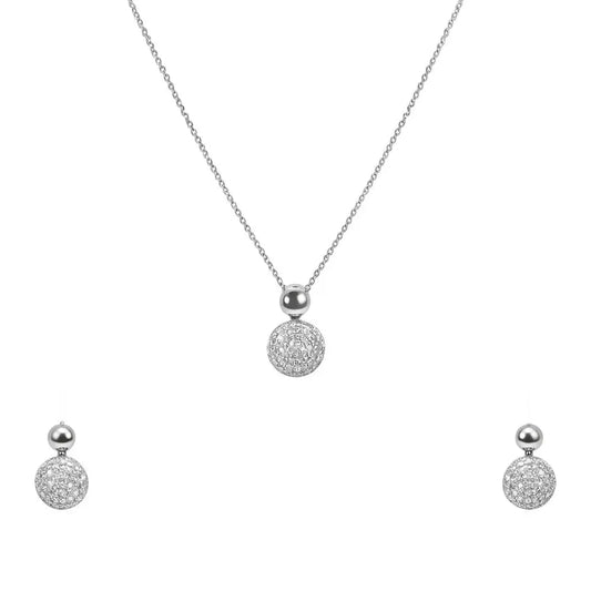 18ct White Gold Diamond Round Necklace Stud Earrings Matching Set 0.58ct  Diamond Necklace