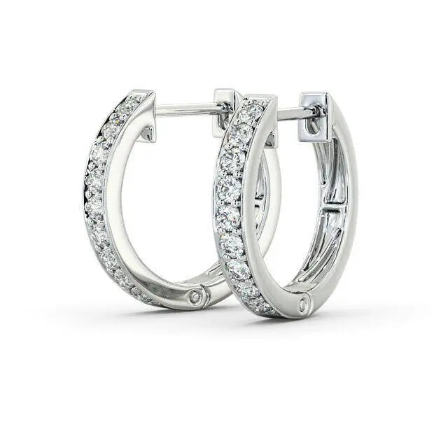 18ct White Gold Diamond Set Pair of Hoop Earrings 0.19ct 14mm wide  Diamond earring