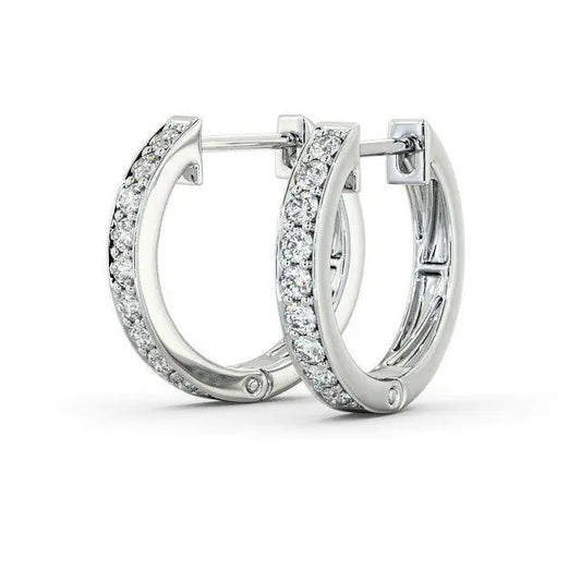 18ct White Gold Diamond Set Pair of Hoop Earrings 0.19ct 14mm wide  Diamond earring