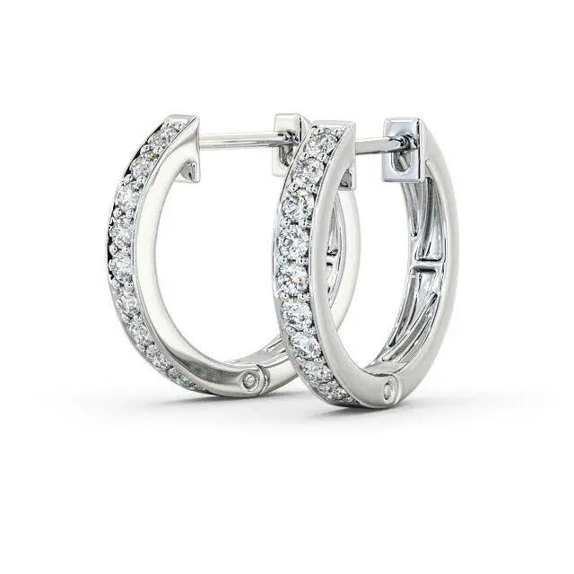 18ct White Gold Diamond Set Pair of Hoop Earrings 0.19ct 14mm wide  Diamond earring