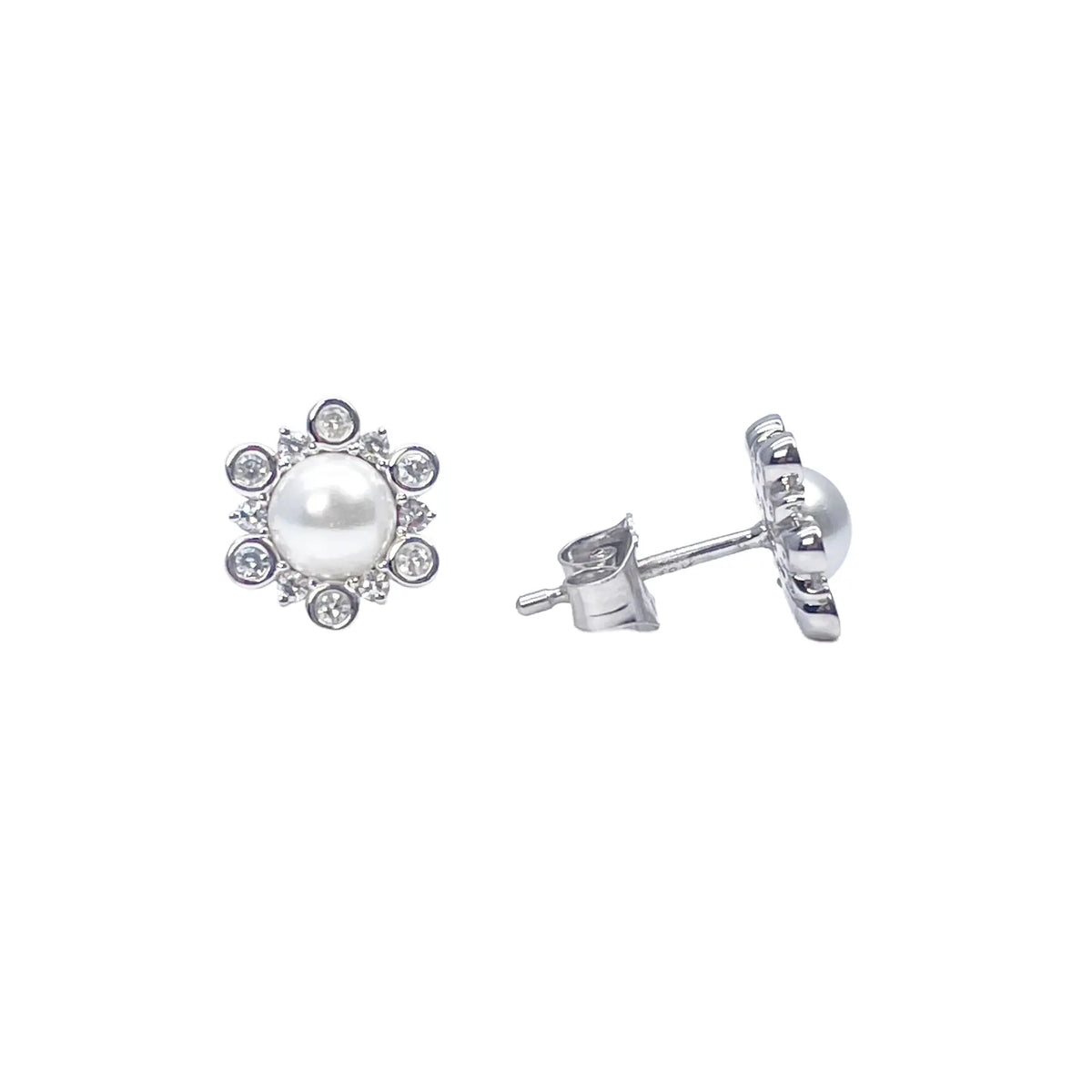 18ct White Gold Diamond & Freshwater Pearls Flower Necklace/Earrings Set 2.62ct 