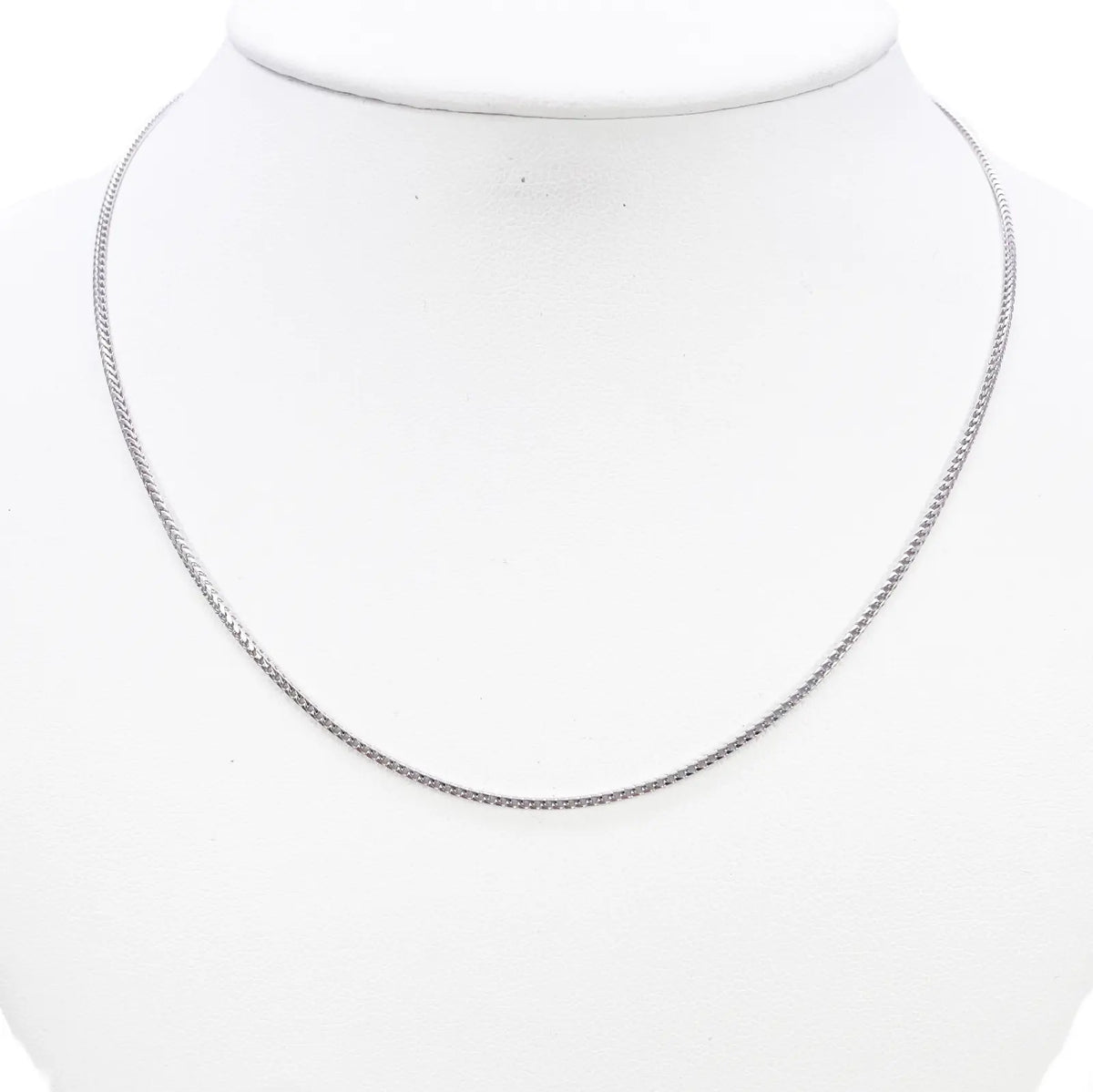 18ct White Gold Foxtail Chain Necklace 16 Inches 1.2mm Width 