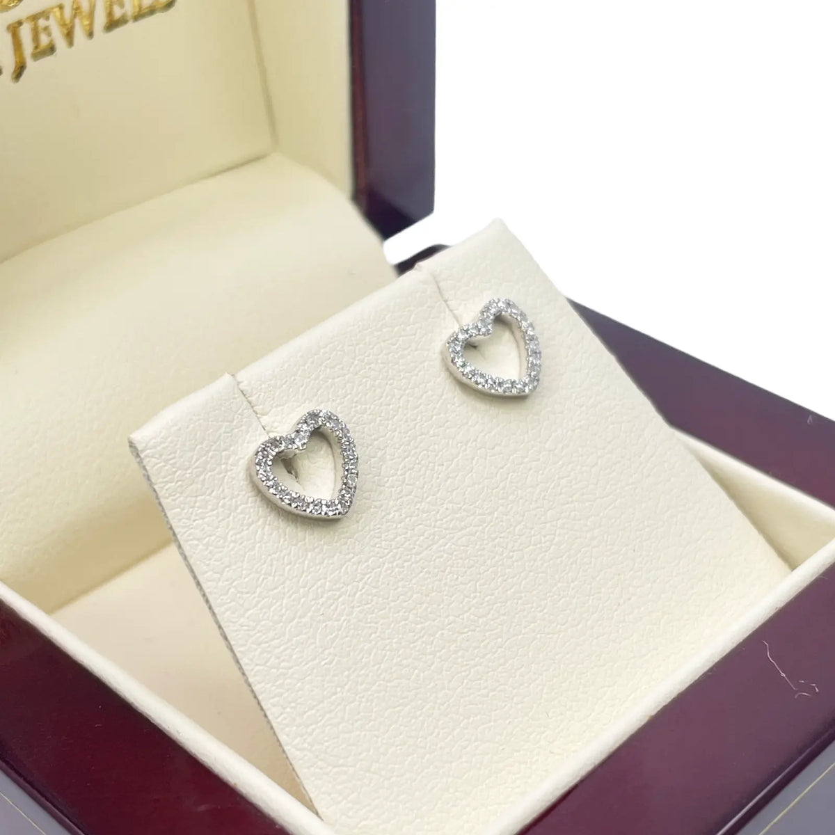 18ct White Gold Heart Natural Diamond Stud Earrings 0.12ct 