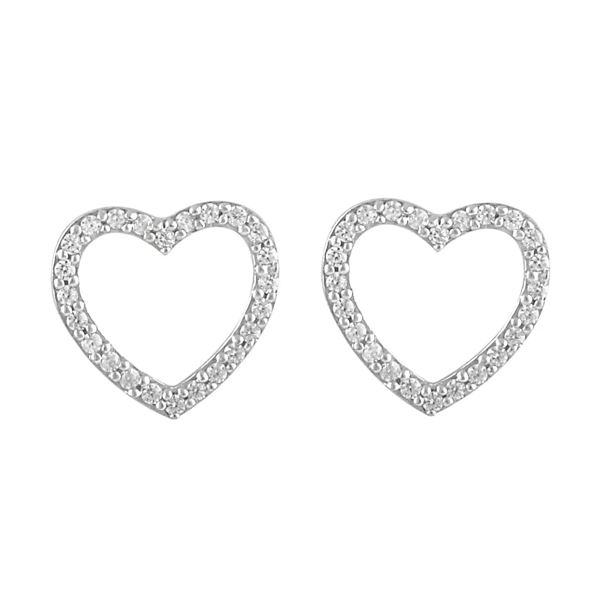 18ct White Gold Heart Natural Diamond Stud Earrings 0.15ct 