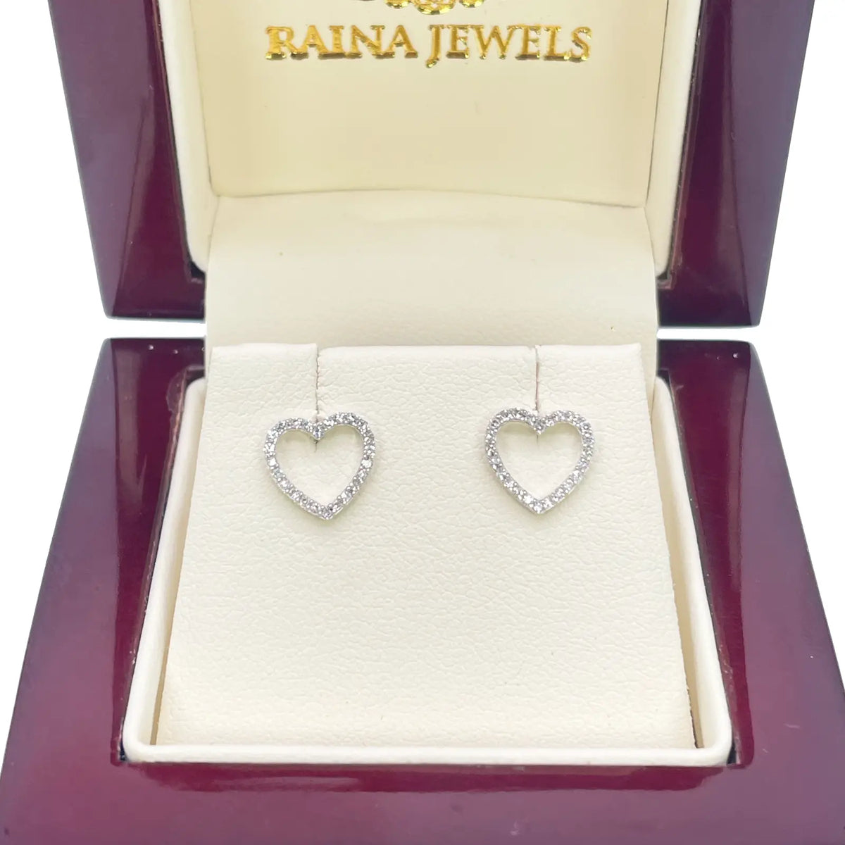 18ct White Gold Heart Natural Diamond Stud Earrings 0.15ct 