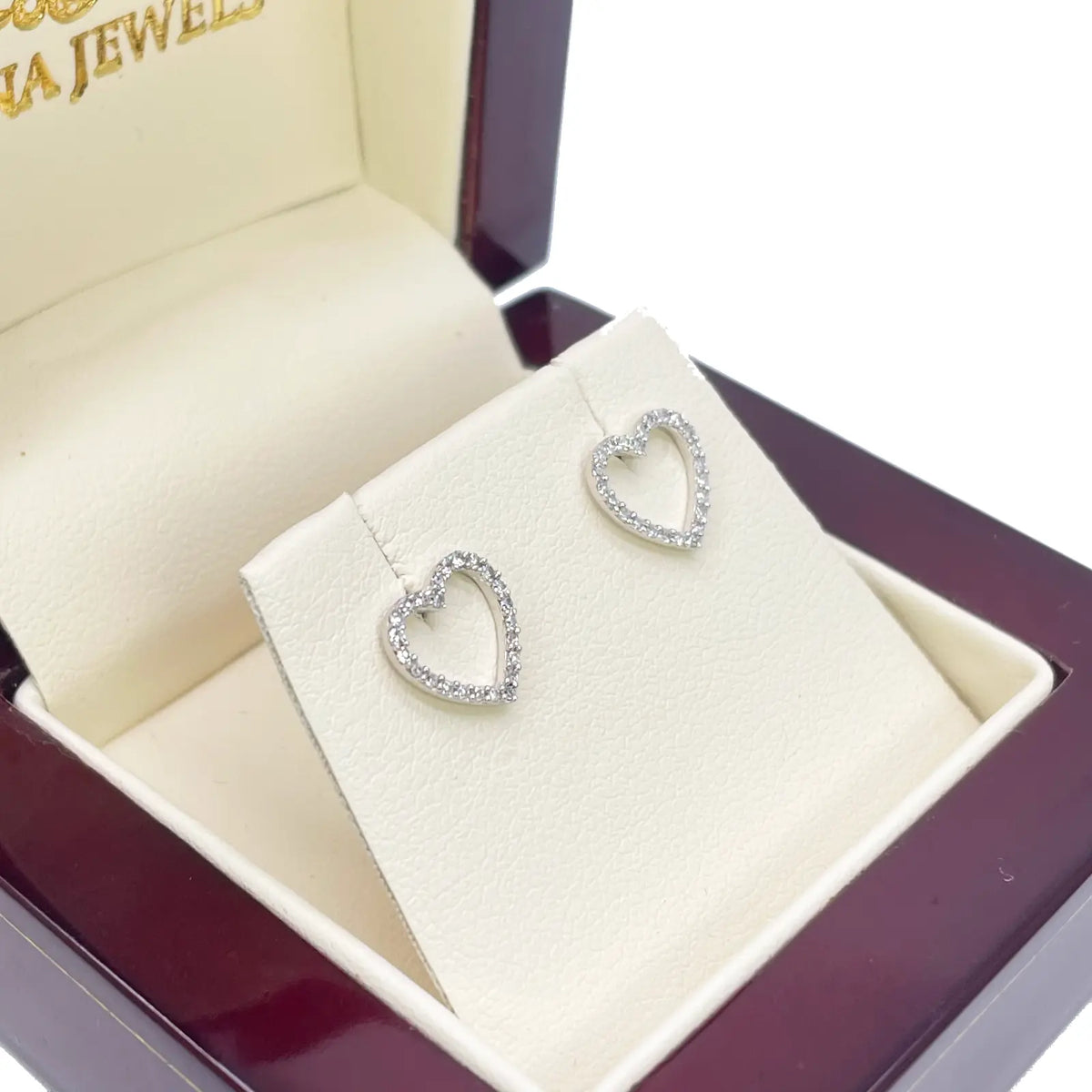 18ct White Gold Heart Natural Diamond Stud Earrings 0.15ct 