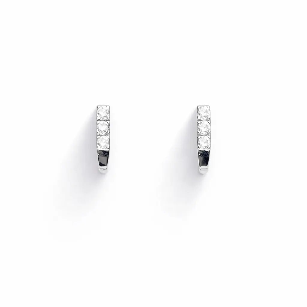 18ct White Gold High Polished 3 Stone Cubic Zirconia Children's Earrings 8mm Length  Children's gold earring