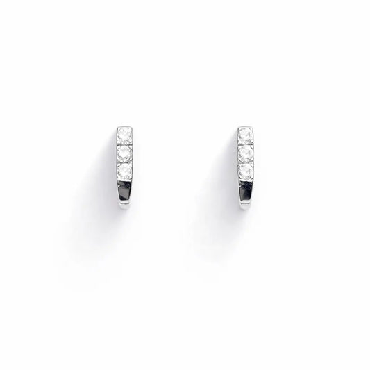 18ct White Gold High Polished 3 Stone Cubic Zirconia Children's Earrings 8mm Length  Children's gold earring