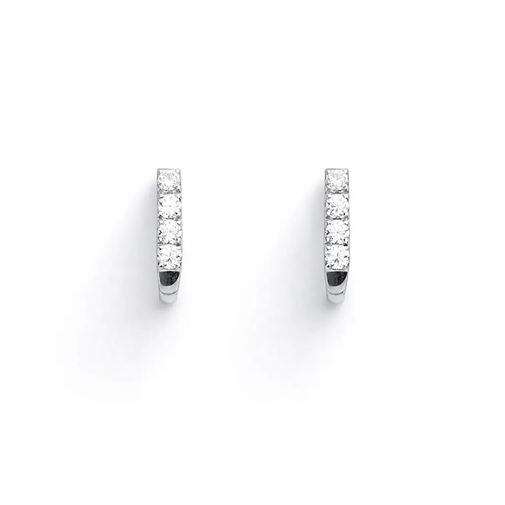 18ct White Gold High Polished Five Stone Cubic Zirconia Childrens Earrings 9mm Length  Children's gold earring