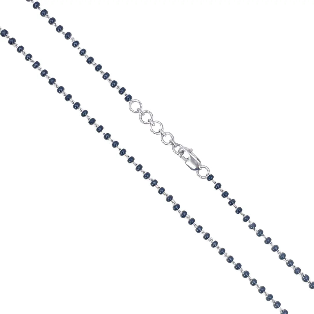 18ct White Gold Ladies Mangalsutra Chain Black Beaded Necklace 16 inch  Mangalsutra Chains