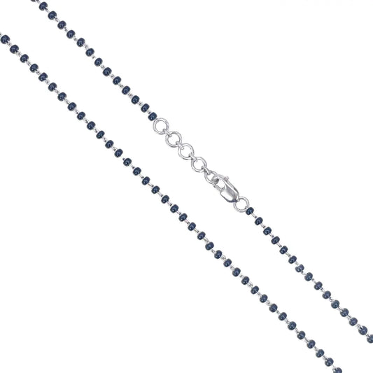 18ct White Gold Ladies Mangalsutra Chain Black Beaded Necklace 16 inch  Mangalsutra Chains