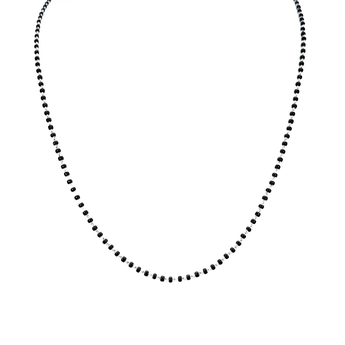 18ct White Gold Ladies Mangalsutra Chain Black Beaded Necklace 16 inch  Mangalsutra Chains