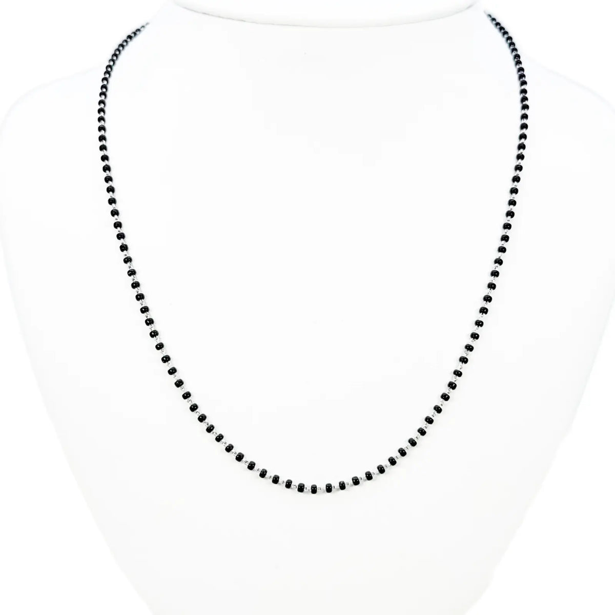 18ct White Gold Ladies Mangalsutra Chain Black Beaded Necklace 16 inch  Mangalsutra Chains