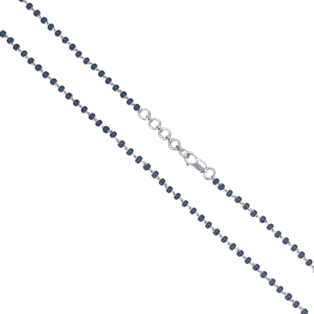 18ct White Gold Ladies Mangalsutra Chain Black Beaded Necklace 18 Inches  Mangalsutra Chains