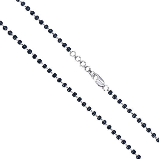 18ct White Gold Mangalsutra Chain Black Beaded Necklace 16 Inches 2.7mm Width¬† Mangalsutra Chains