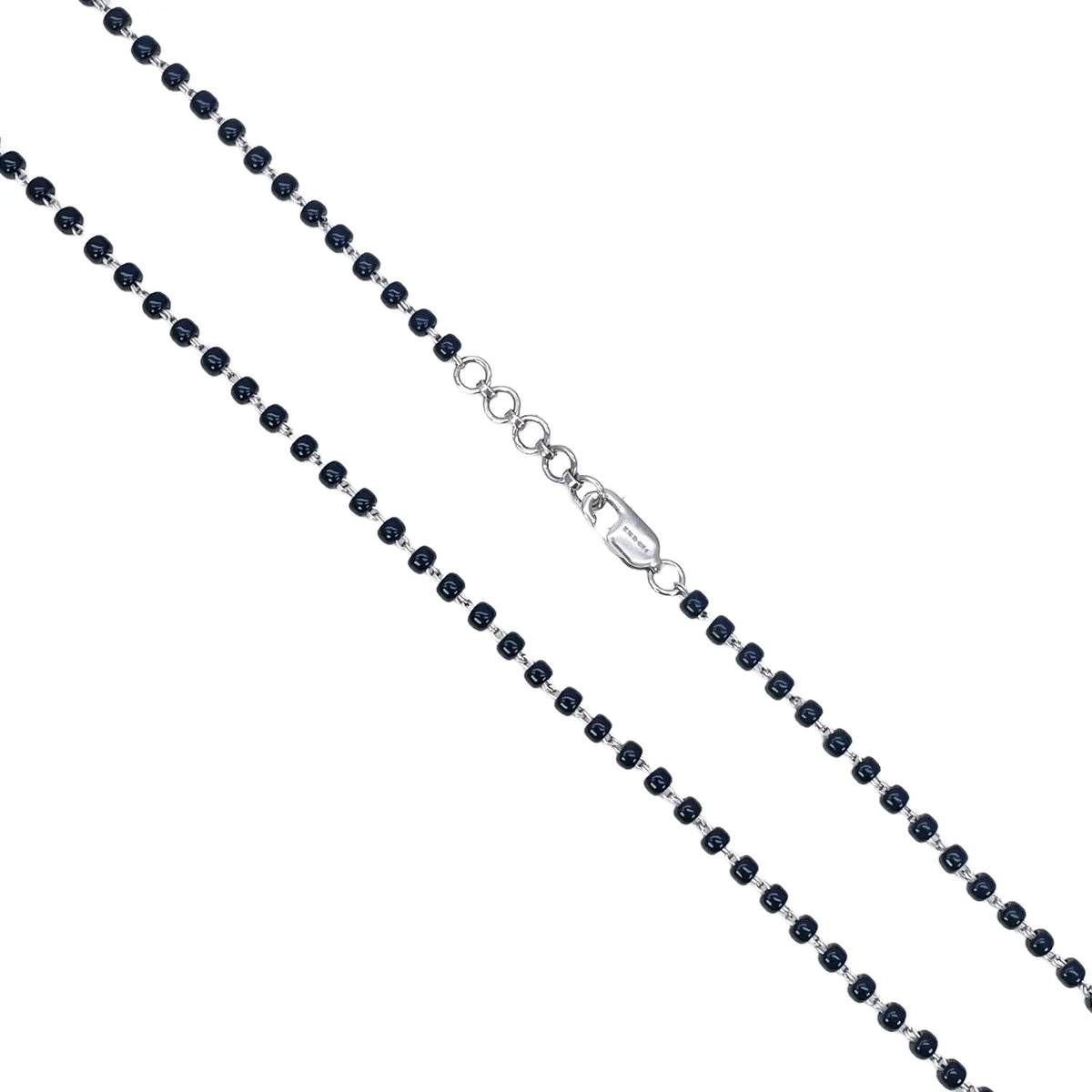 18ct White Gold Mangalsutra Chain Black Beaded Necklace 18 Inches 2.7mm Width¬† Mangalsutra Chains