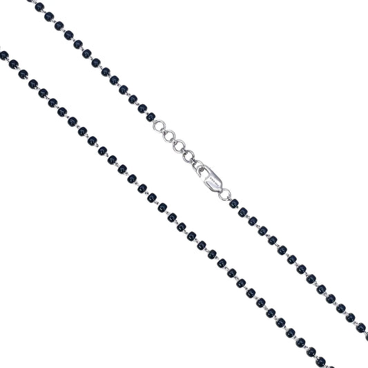 18ct White Gold Mangalsutra Chain Black Beaded Necklace 18 Inches 2.7mm Width¬† Mangalsutra Chains