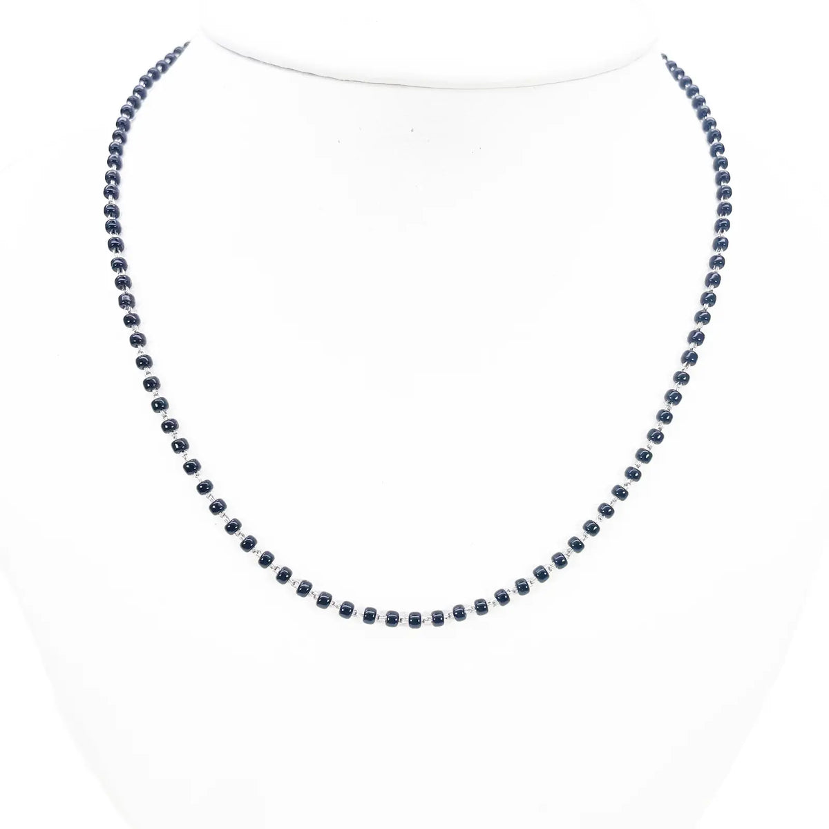 18ct White Gold Mangalsutra Chain Black Beaded Necklace 18 Inches 2.7mm Width¬† Mangalsutra Chains