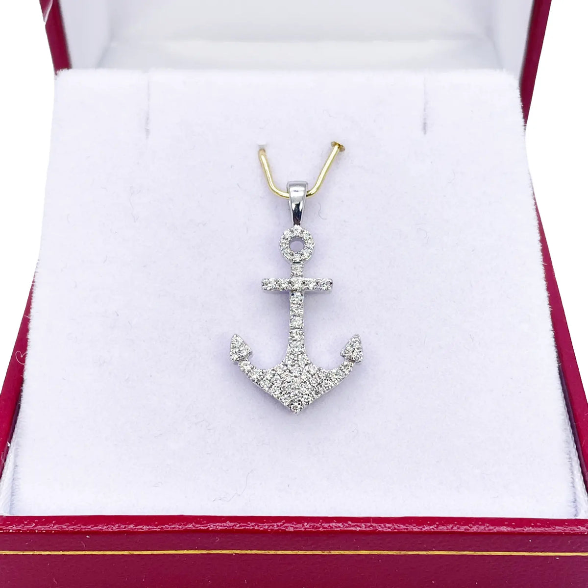 18ct White Gold Natrual Diamond Anchor Sailor Pendant 0.30ct (25mm x 14mm) 