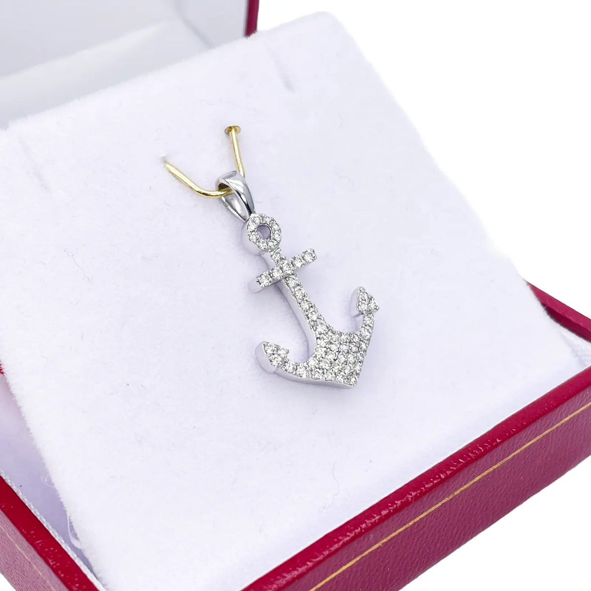 18ct White Gold Natrual Diamond Anchor Sailor Pendant 0.30ct (25mm x 14mm) 
