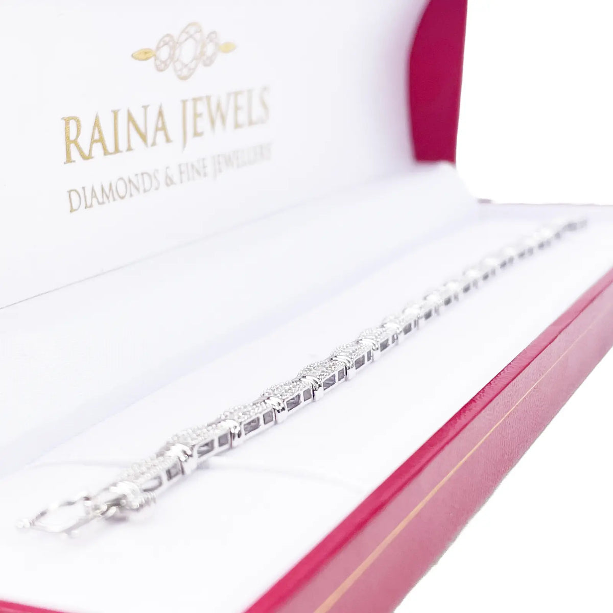 18ct White Gold Natural Baguette Diamond Tennis Bracelet 0.98ct 7 Inches  Diamond Bracelets