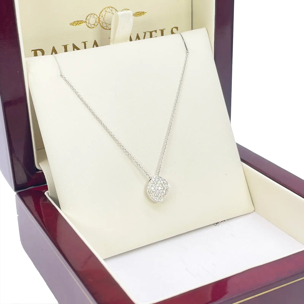 18ct White Gold Natural Diamond 0.27ct Cluster Square Pendant Necklace 18''inches 