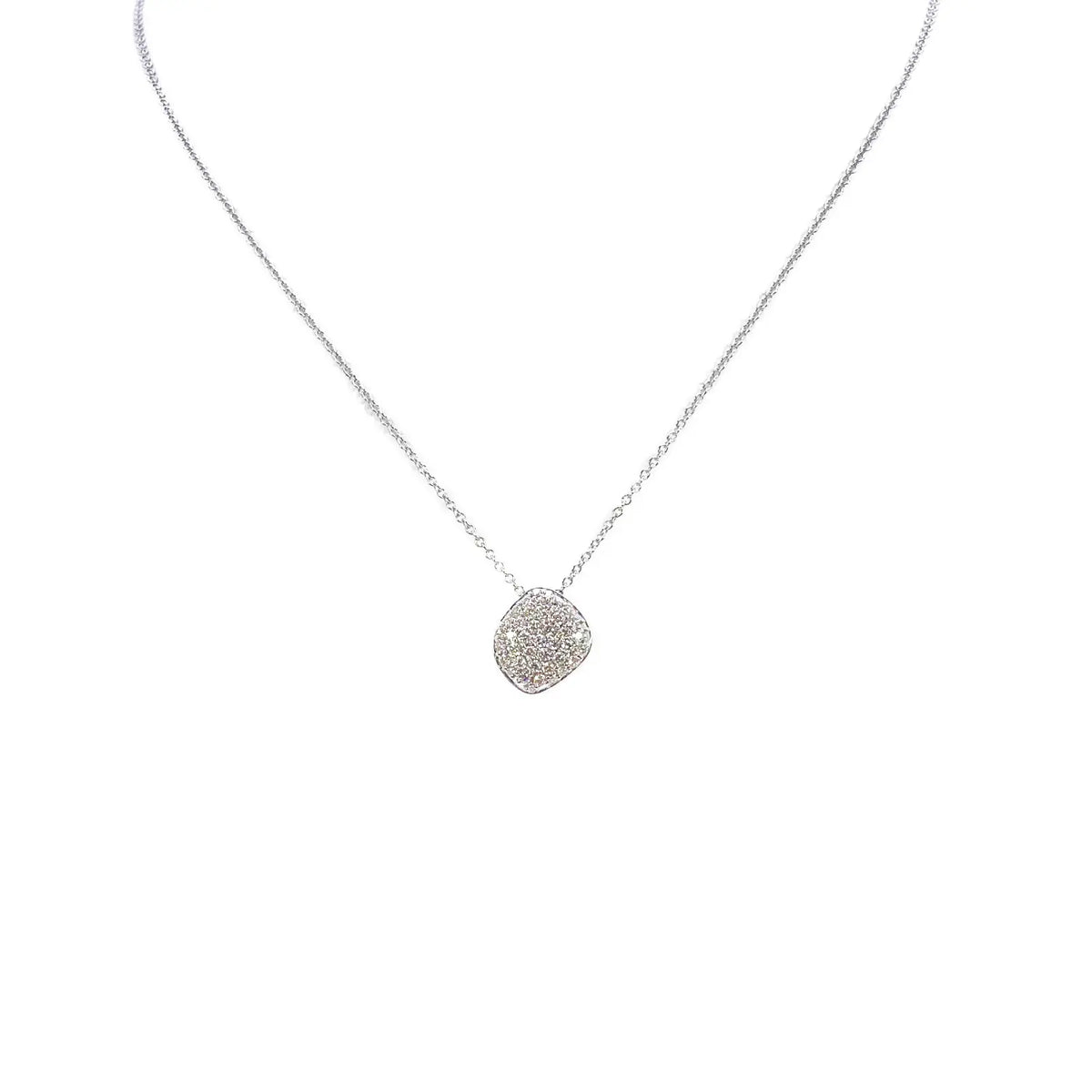 18ct White Gold Natural Diamond 0.27ct Cluster Square Pendant Necklace 18''inches 
