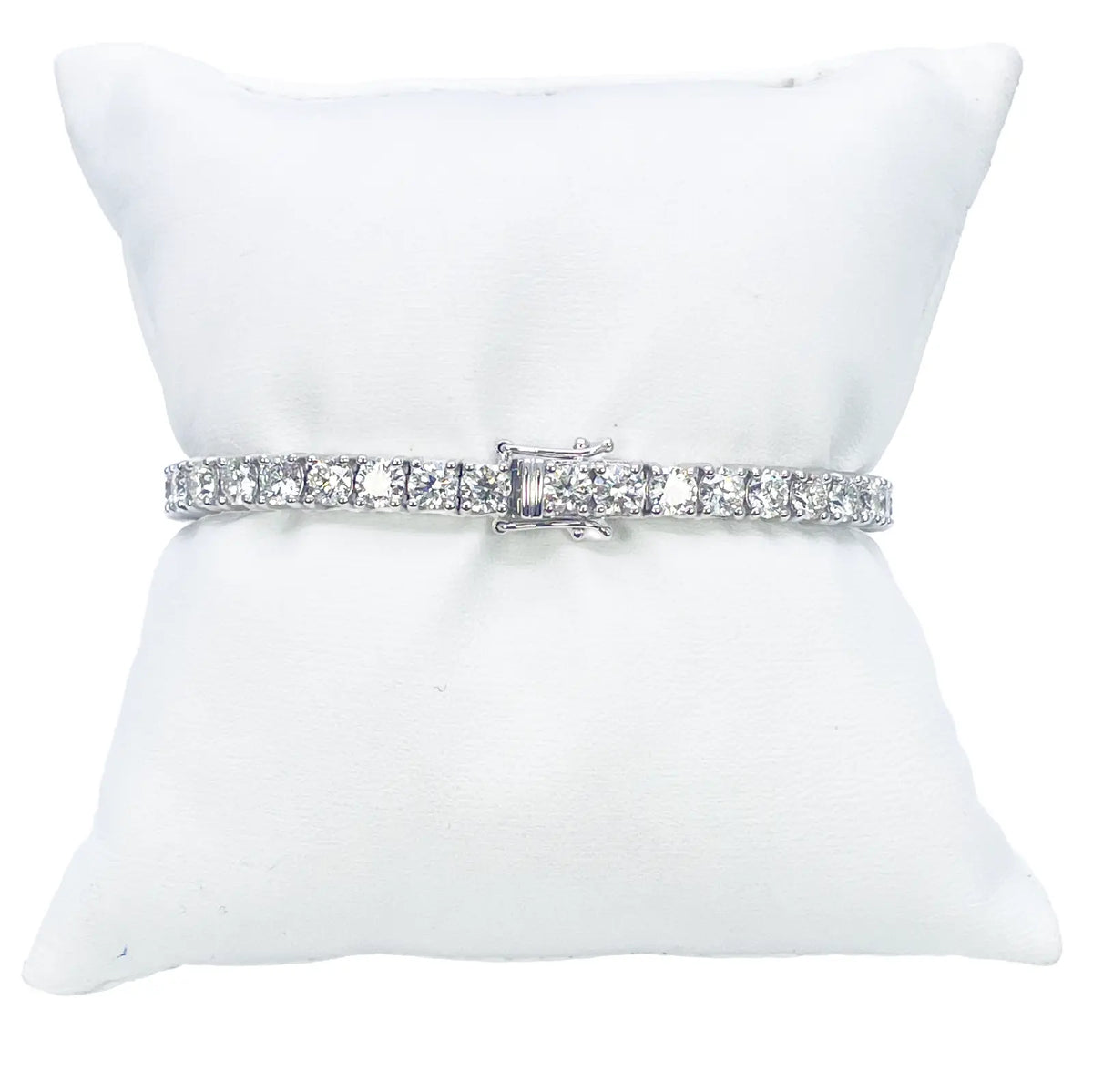 18ct White Gold Natural Diamond 4-Claw Tennis Bracelet 10.72ct 7  Diamond Bracelets