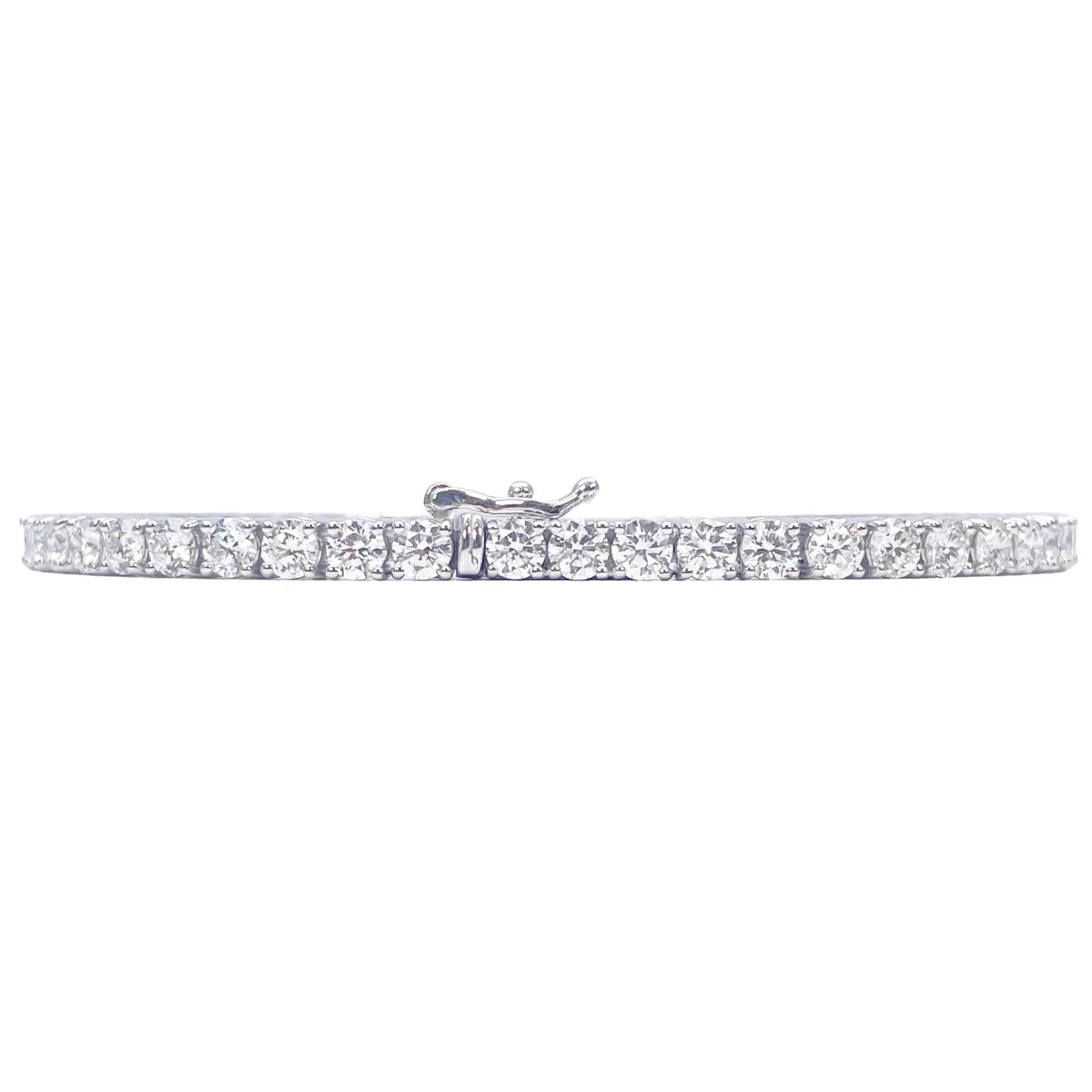 18ct White Gold Natural Diamond 4-Claw Tennis Bracelet 5.69ct 7 inches  Diamond Bracelets