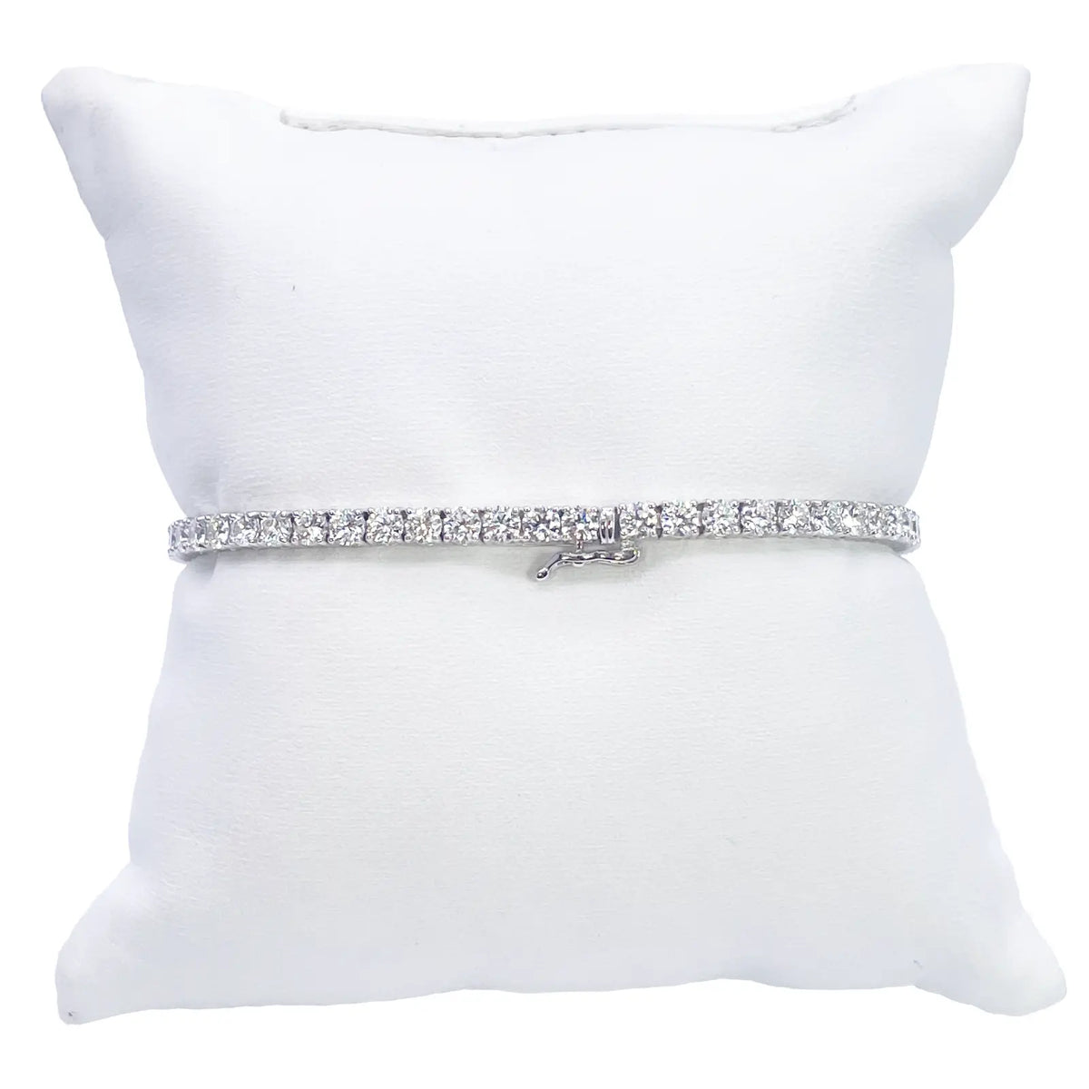 18ct White Gold Natural Diamond 4-Claw Tennis Bracelet 5.69ct 7 inches  Diamond Bracelets