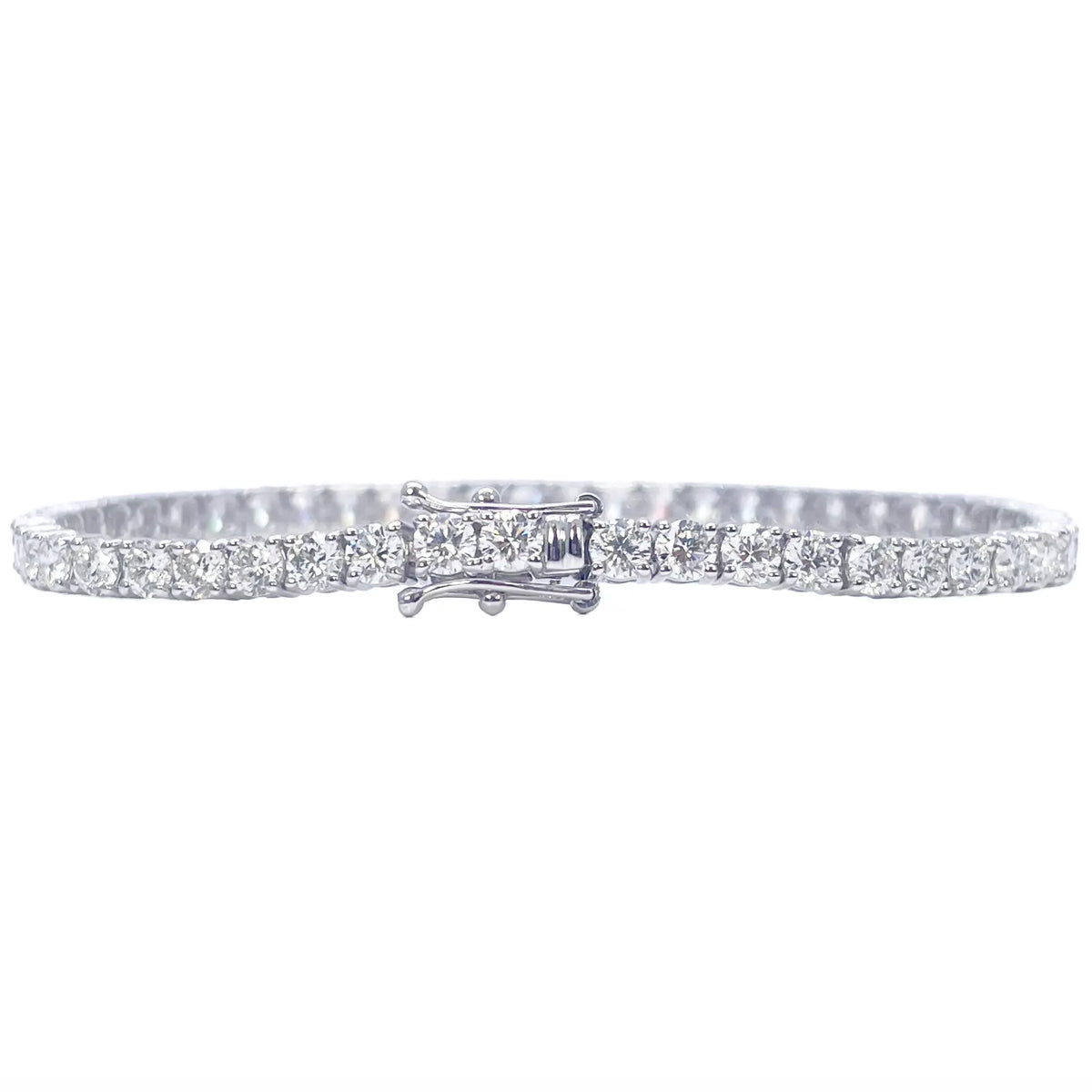 18ct White Gold Natural Diamond 4-Claw Tennis Bracelet 7.03ct 7inches  Diamond Bracelets