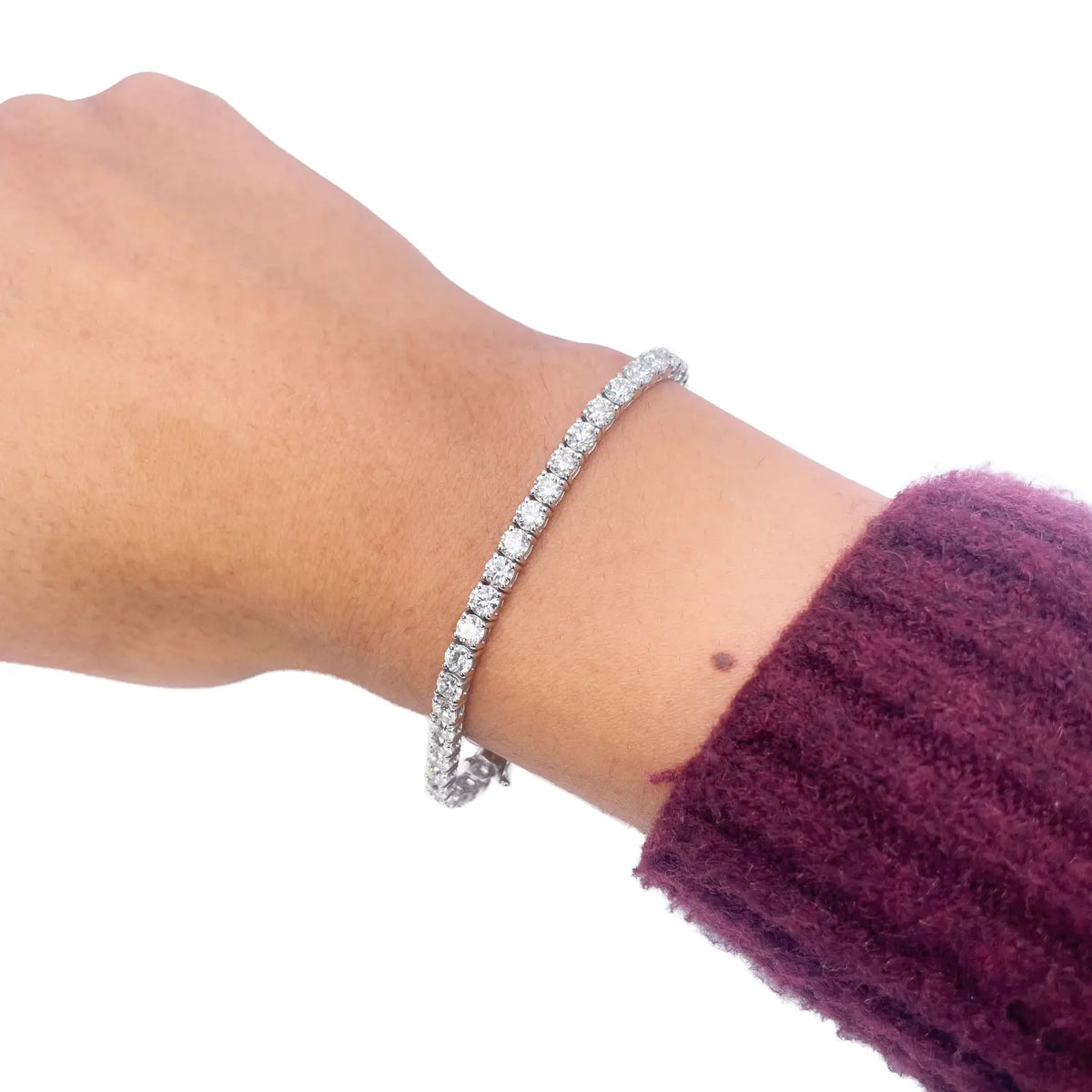 18ct White Gold Natural Diamond 4-Claw Tennis Bracelet 7.03ct 7inches  Diamond Bracelets
