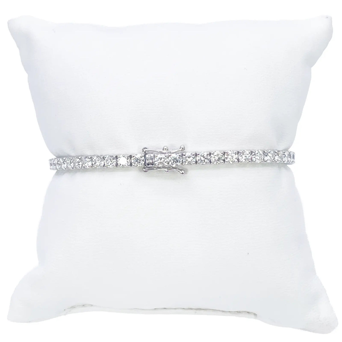 18ct White Gold Natural Diamond 4-Claw Tennis Bracelet 7.03ct 7inches  Diamond Bracelets