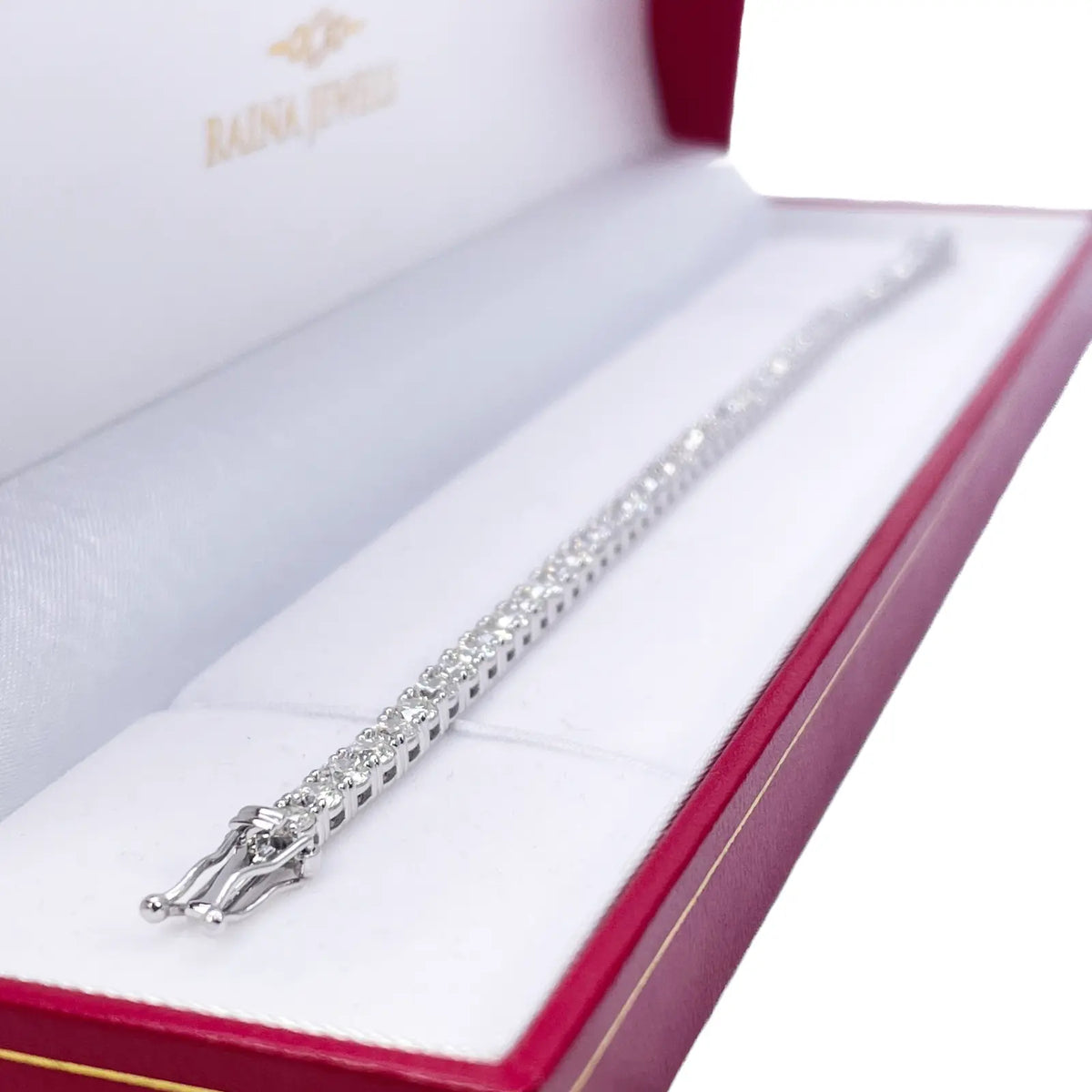 18ct White Gold Natural Diamond 4-Claw Tennis Bracelet 7.03ct 7inches  Diamond Bracelets