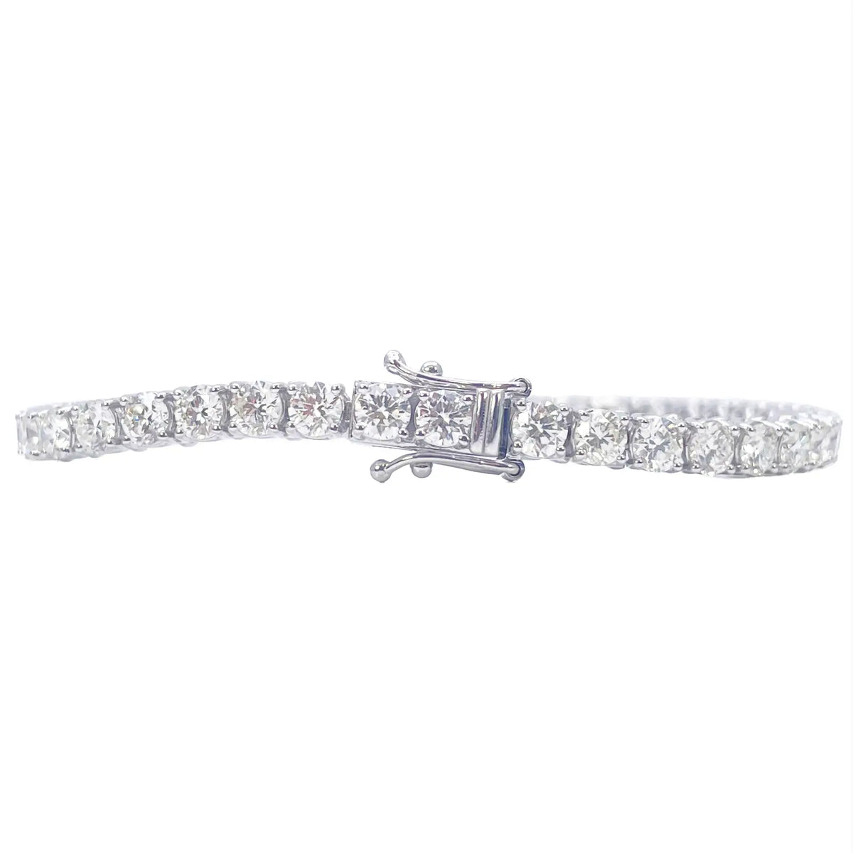18ct White Gold Natural Diamond 4-Claw Tennis Bracelet 8.45ct 7 Inches  Diamond Bracelets