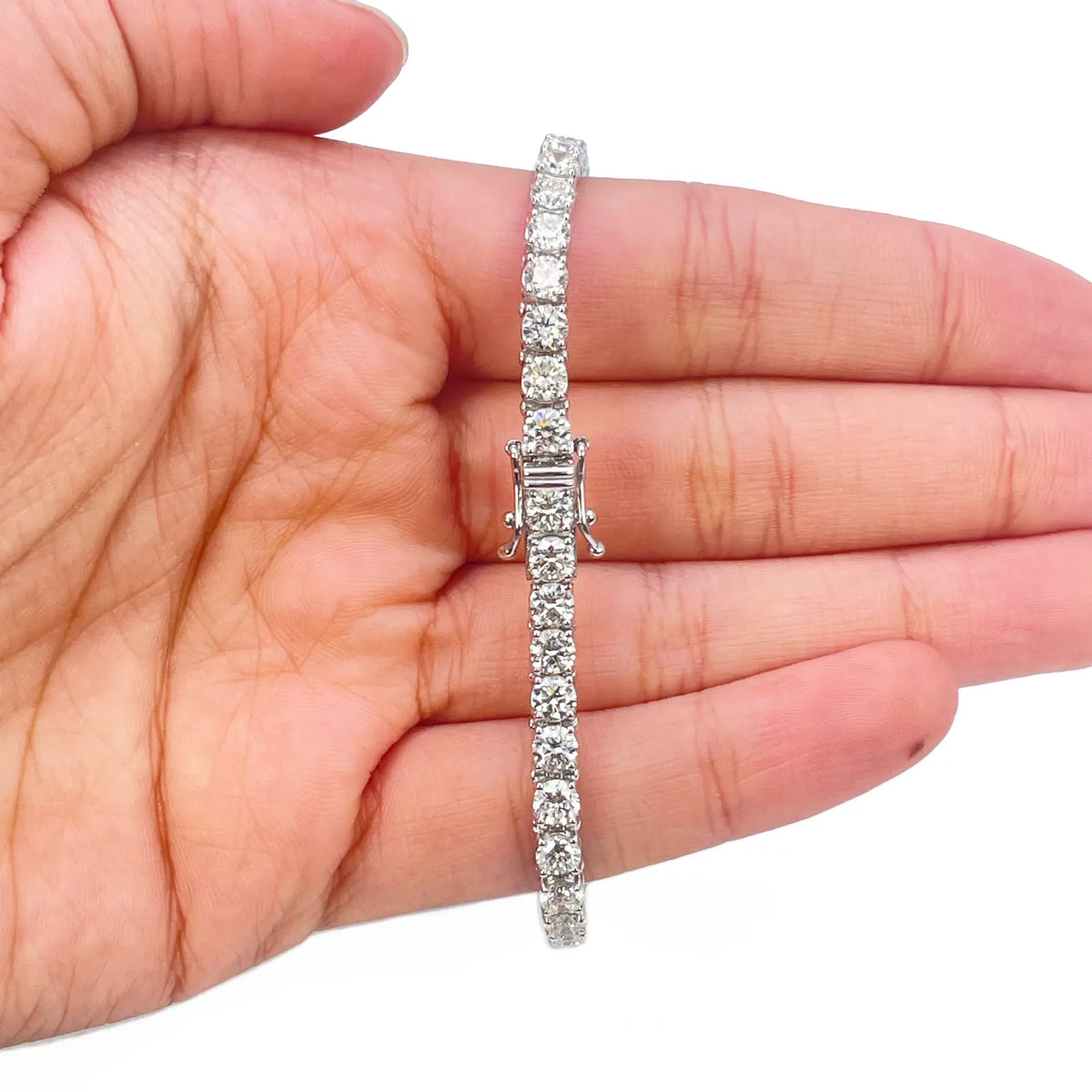 18ct White Gold Natural Diamond 4-Claw Tennis Bracelet 8.45ct 7 Inches  Diamond Bracelets