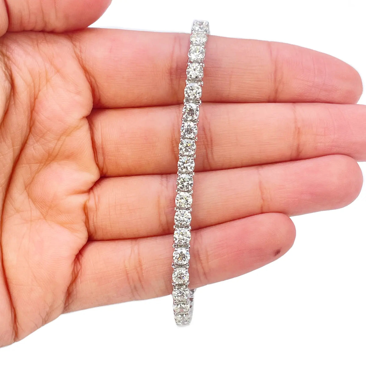 18ct White Gold Natural Diamond 4-Claw Tennis Bracelet 8.45ct 7 Inches  Diamond Bracelets