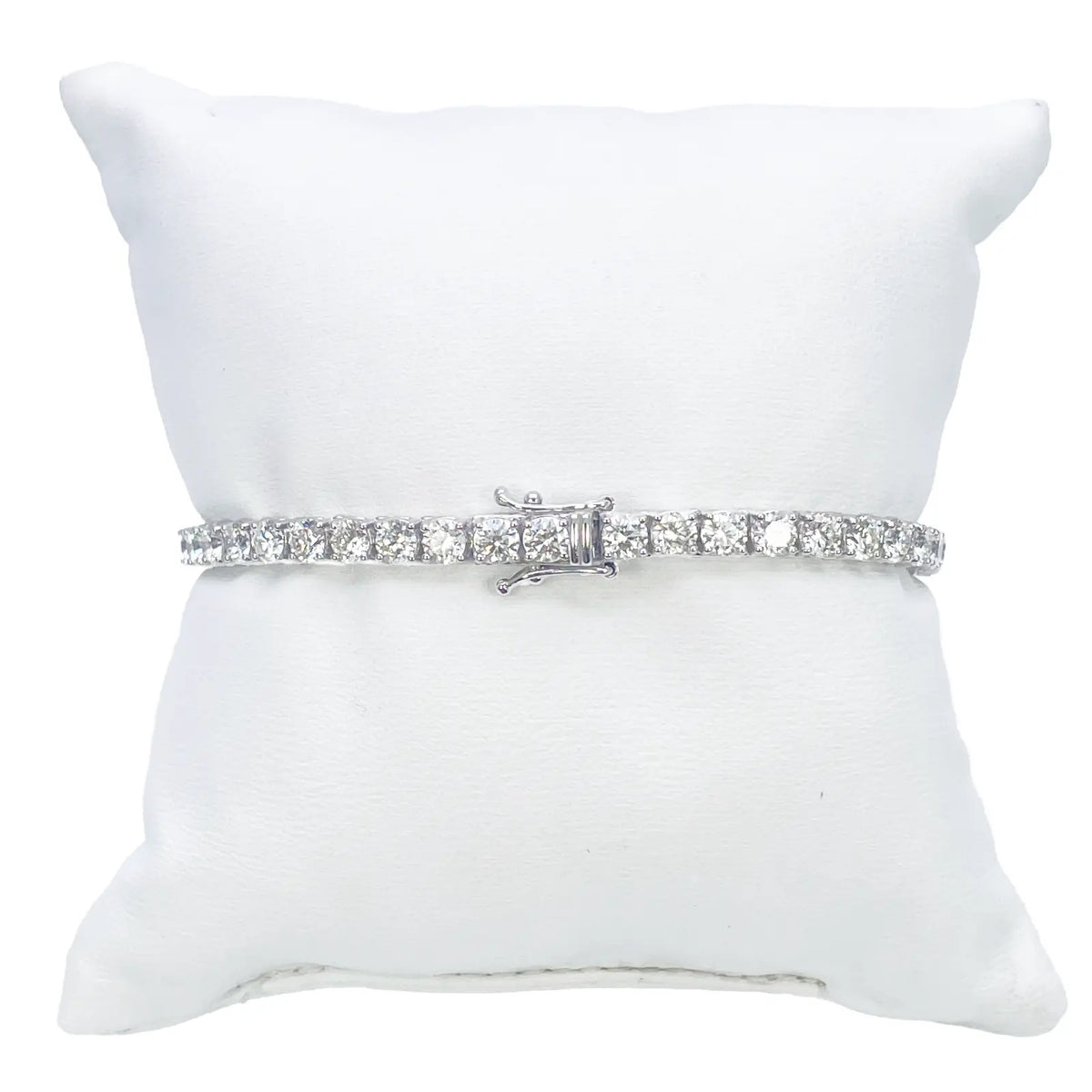 18ct White Gold Natural Diamond 4-Claw Tennis Bracelet 8.45ct 7 Inches  Diamond Bracelets
