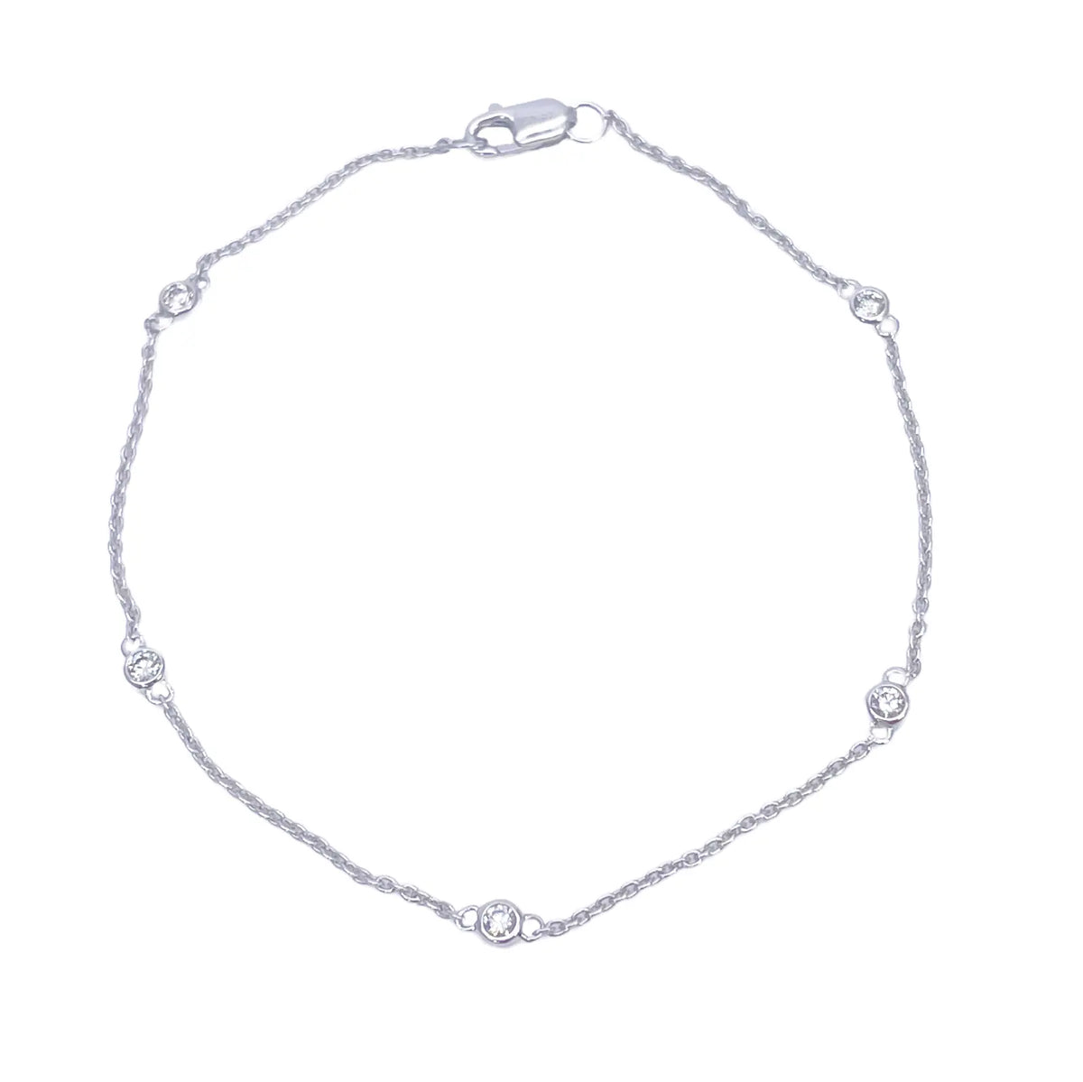 18ct White Gold Natural Diamond Bezel Bracelet 0.13ct 7''inches  Diamond Bracelets