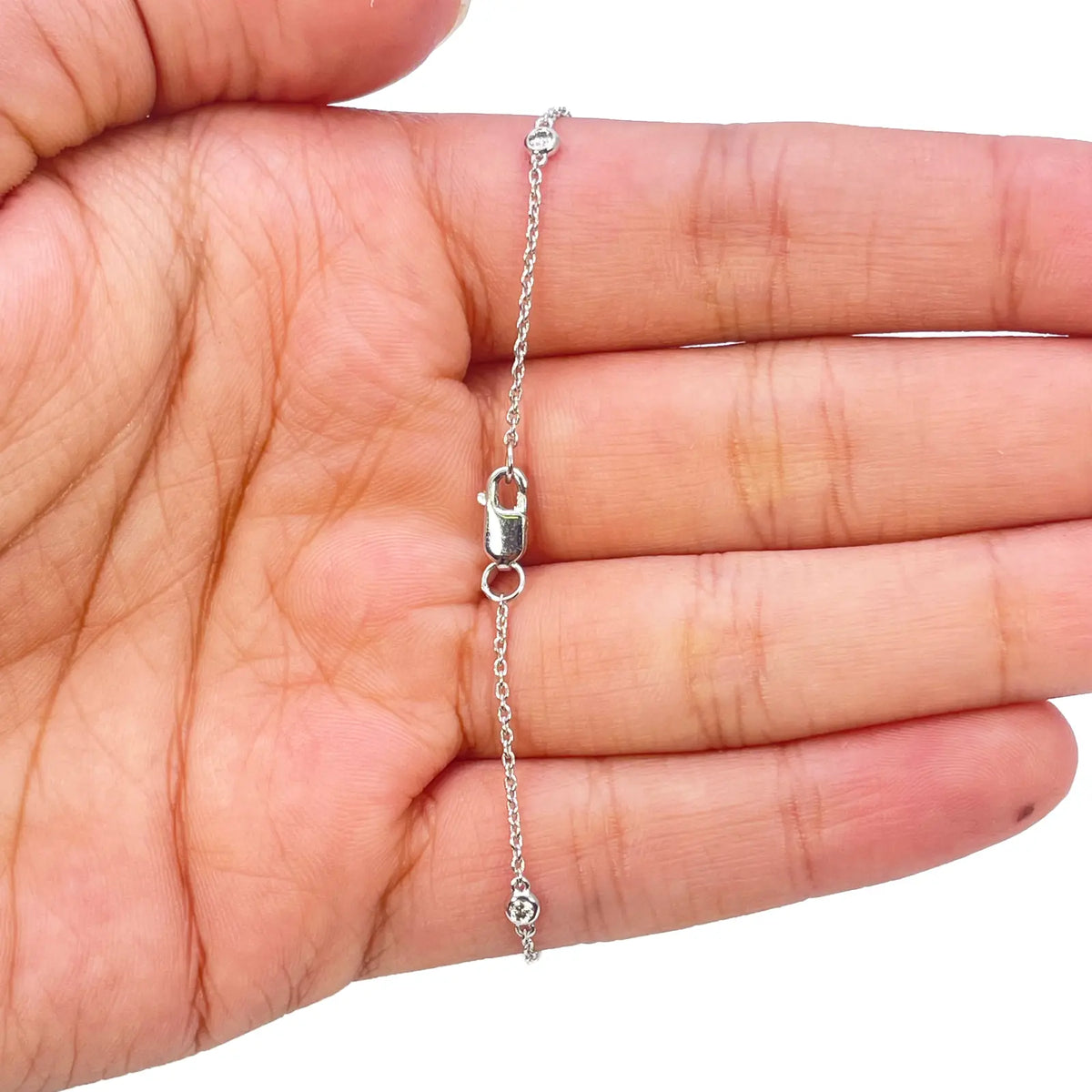18ct White Gold Natural Diamond Bezel Bracelet 0.13ct 7''inches  Diamond Bracelets