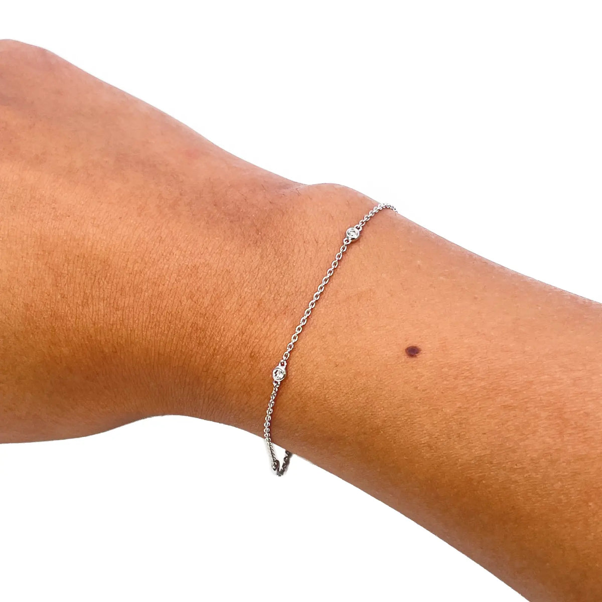 18ct White Gold Natural Diamond Bezel Bracelet 0.13ct 7''inches  Diamond Bracelets