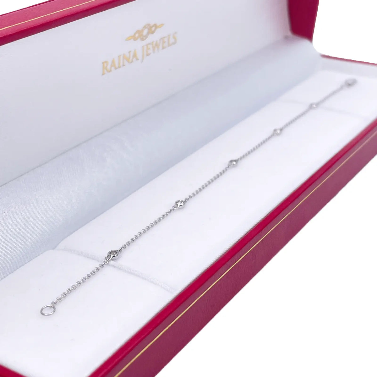 18ct White Gold Natural Diamond Bezel Bracelet 0.13ct 7''inches  Diamond Bracelets