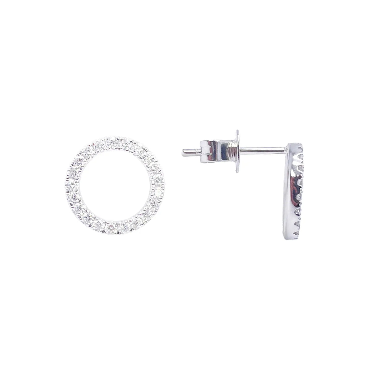 18ct White Gold Natural Diamond Circle of Life Pave Stud Earrings 0.30ct 
