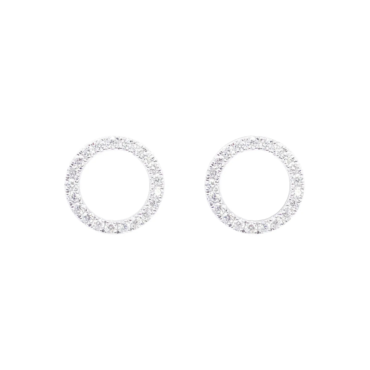 18ct White Gold Natural Diamond Circle of Life Pave Stud Earrings 0.30ct 