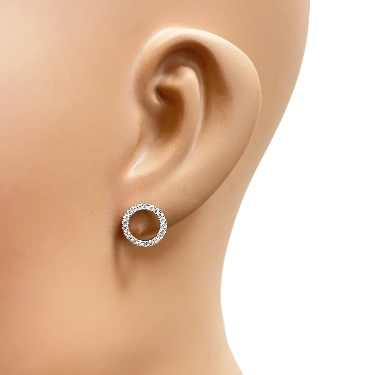 18ct White Gold Natural Diamond Circle of Life Pave Stud Earrings 0.30ct 