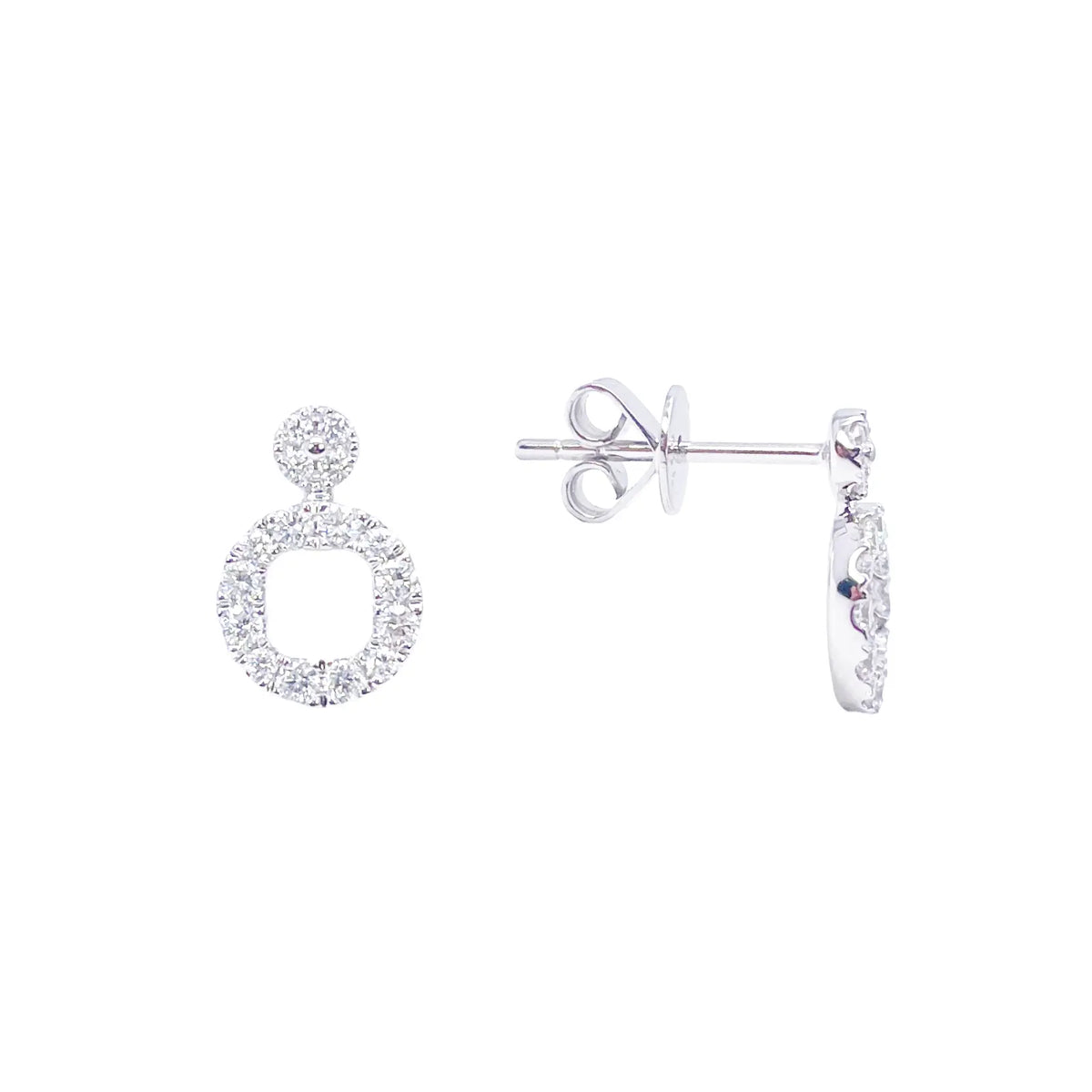 18ct White Gold Natural Diamond Circle of Life Pave Stud Earrings 0.30ct 