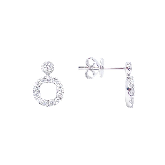 18ct White Gold Natural Diamond Circle of Life Pave Stud Earrings 0.30ct 
